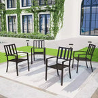 Ensemble table rectangulaire d'extérieur 7 pièces et 6 chaises à motifs rayés - Noir - Captiva Designs : Ensemble de repas de patio, résistant aux intempéries