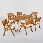 Ensemble de salle à manger ovale 7 pièces Hermosa en bois d'acacia – Teck/Crème – Christopher Knight Home