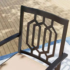 Ensemble de salle à manger 7 pièces pour patio avec table rectangulaire imitation bois avec trou pour parasol et chaises pivotantes - Captiva Designs
