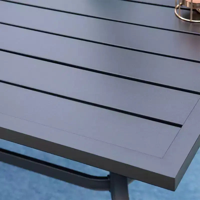 Table rectangulaire d'extérieur et 6 chaises avec motif quadrillé, 7 pièces – Noir – Captiva Designs : Structure en fer, Résistant aux UV