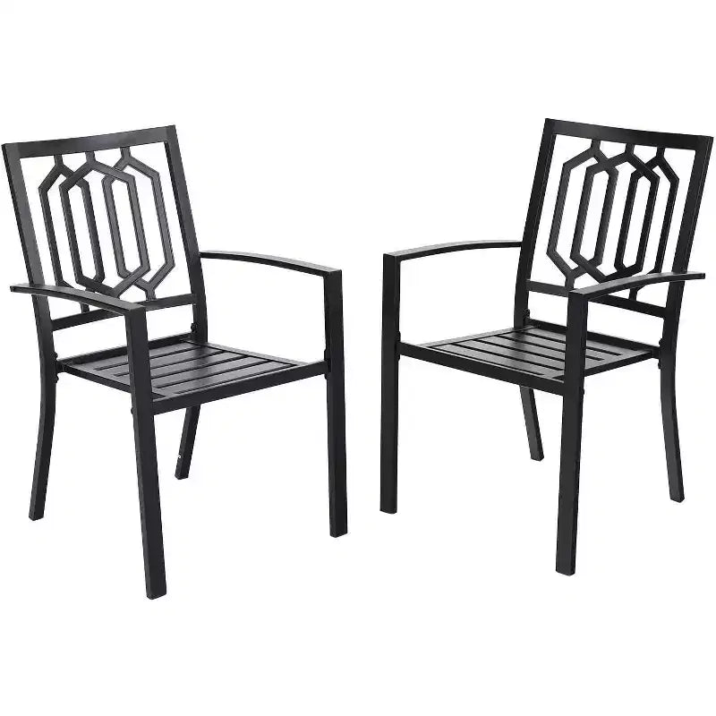 Ensemble de salle à manger d'extérieur Captiva Designs 7 pièces en métal avec table rectangulaire extensible et 6 chaises noires : Ensemble de mobilier d'extérieur