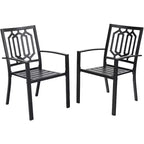 Ensemble de salle à manger d'extérieur Captiva Designs 7 pièces en métal avec table rectangulaire extensible et 6 chaises noires : Ensemble de mobilier d'extérieur