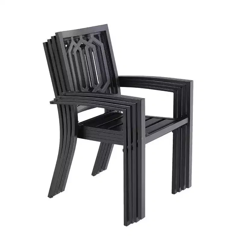 Ensemble de salle à manger d'extérieur Captiva Designs 7 pièces en métal avec table rectangulaire extensible et 6 chaises noires : Ensemble de mobilier d'extérieur