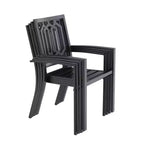 Ensemble de salle à manger d'extérieur Captiva Designs 7 pièces en métal avec table rectangulaire extensible et 6 chaises noires : Ensemble de mobilier d'extérieur
