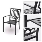 Ensemble de salle à manger d'extérieur Captiva Designs 7 pièces en métal avec table rectangulaire extensible et 6 chaises noires : Ensemble de mobilier d'extérieur