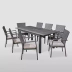 Davenport 9pc Wood and Wicker Expandable Dining Set Dark Gray/Gray - Christopher Knight Home