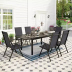 7pc Patio Dining Set with Expandable Table & Reclining Chairs: E-Coated Metal, Weather-Resistant - Captiva Designs