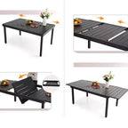Ensemble de salle à manger de patio 7 pièces avec table extensible et chaises inclinables : Métal E-Coated, résistant aux intempéries - Captiva Designs