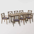 Belasera 9pc Acacia Wood Expandable Dining Set Gray - Christopher Knight Home