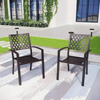Ensemble de patio 5 pièces avec table imitation bois et chaises en métal - Captiva Designs