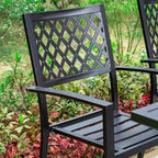 Ensemble de patio 5 pièces avec table imitation bois et chaises en métal - Captiva Designs