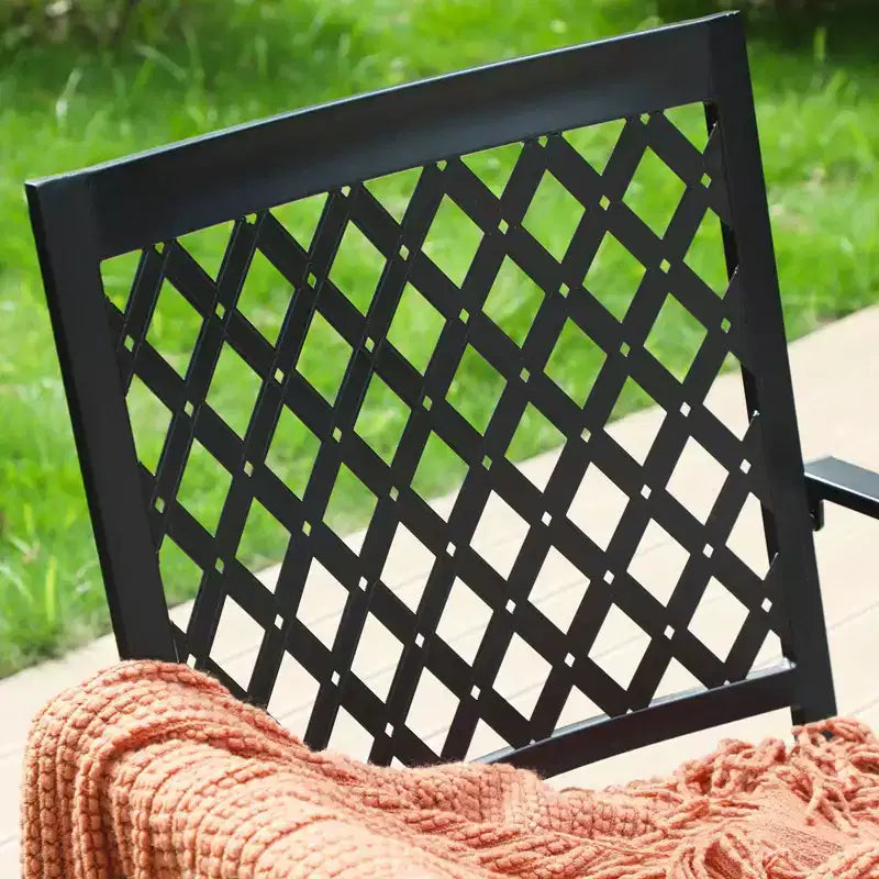 Ensemble de patio 5 pièces avec table imitation bois et chaises en métal - Captiva Designs