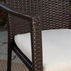 Ensemble de salle à manger d'extérieur 7 pièces Laguna en bois d'acacia/osier – Marron/Crème – Christopher Knight Home : Résistant aux intempéries, 6 fauteuils