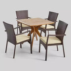 Ensemble de salle à manger d'extérieur 5 pièces en teck Didicas Wood Wicker – Christopher Knight Home