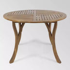 Ensemble de salle à manger rond 5 pièces en bois d'acacia Wells, finition teck - Christopher Knight Home : Meubles de patio résistants aux intempéries