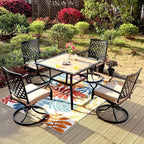 5pc Patio Set with Square Dining Table & Swivel Chairs - Captiva Designs