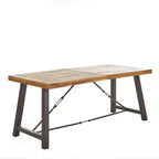 Spencer 7pc Wood & Wicker Dining Set - Brown - Christopher Knight Home: Weather-Resistant, Aluminum Frame