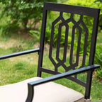 3pc Wrought Iron Patio Dining Set with Square Table with Umbrella Hole & Swivel Chairs - Captiva Designs