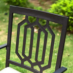 3pc Wrought Iron Patio Dining Set with Square Table with Umbrella Hole & Swivel Chairs - Captiva Designs
