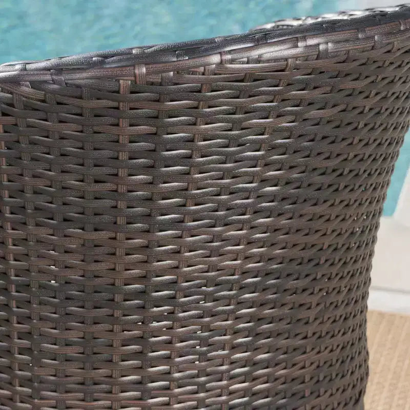 Ensemble de bar rond en osier 5 pièces Dominica Multimaron/Marron clair – Christopher Knight Home : Résistant aux intempéries, 4 tabourets, table haute