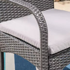 Ensemble de salle à manger en osier 7 pièces Harlowe - Gris/Gris - Christopher Knight Home : Comprend 6 fauteuils et un plateau de table en PEHD