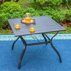 Ensemble de salle à manger d'extérieur 5 pièces en acier Captiva Designs : résistant aux intempéries et aux UV, sans coussin, table carrée de 94 cm