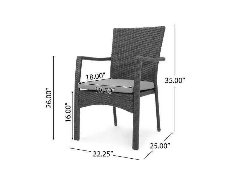 Garner 6pc Wood and Wicker Chair and Bench Dining Set Sandblast Dark Gray/Gray - Christopher Knight Home