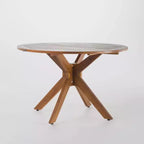 Stamford 5pc Acacia Wood & Wicker Patio Dining Set - Brown - Christopher Knight Home: Weather-Resistant, Circular Table