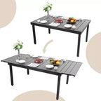 7pc Patio Dining Set with Expandable Rectangular Table & 6 PE Rattan Chairs - Captiva Designs: Weather-Resistant Outdoor Furniture