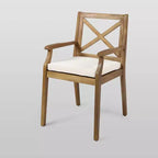 Ensemble de salle à manger d'extérieur 5 pièces en bois d'acacia Pines - Teck/Crème - Christopher Knight Home, résistant aux intempéries : Ensemble de meubles de patio pour 4 personnes