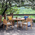 Sonoma Lane Rockport 5pc Teak Wood Outdoor Dining Set With Beige Cushions