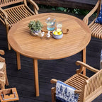 Ensemble de salle à manger d'extérieur 5 pièces en bois de teck Sonoma Lane Rockport avec coussins beiges