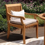 Ensemble de salle à manger d'extérieur 5 pièces en bois de teck Sonoma Lane Rockport avec coussins beiges