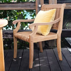 Ensemble de salle à manger d'extérieur 5 pièces en bois de teck Sonoma Lane Rockport avec coussins beiges