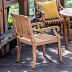 Ensemble de salle à manger d'extérieur 5 pièces en bois de teck Sonoma Lane Rockport avec coussins beiges
