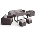 Santa Rosa 8pc Wicker & Aluminum Sofa Dining Set - Gray/Silver - Christopher Knight Home: Outdoor Seating with Removable Cushions