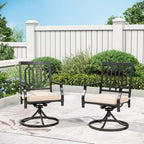 5pc 37" Wooden Top Patio Table with 4 Swivel Rocking Chairs - Captiva Designs