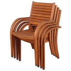 Ensemble de salle à manger rond 5 pièces en bois d'eucalyptus Arizona - International Home Miami : mobilier d'extérieur, 4 places