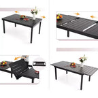 Ensemble de salle à manger 9 pièces avec table extensible en acier et chaises pivotantes à 360° en textilène - Captiva Designs : Salon de jardin