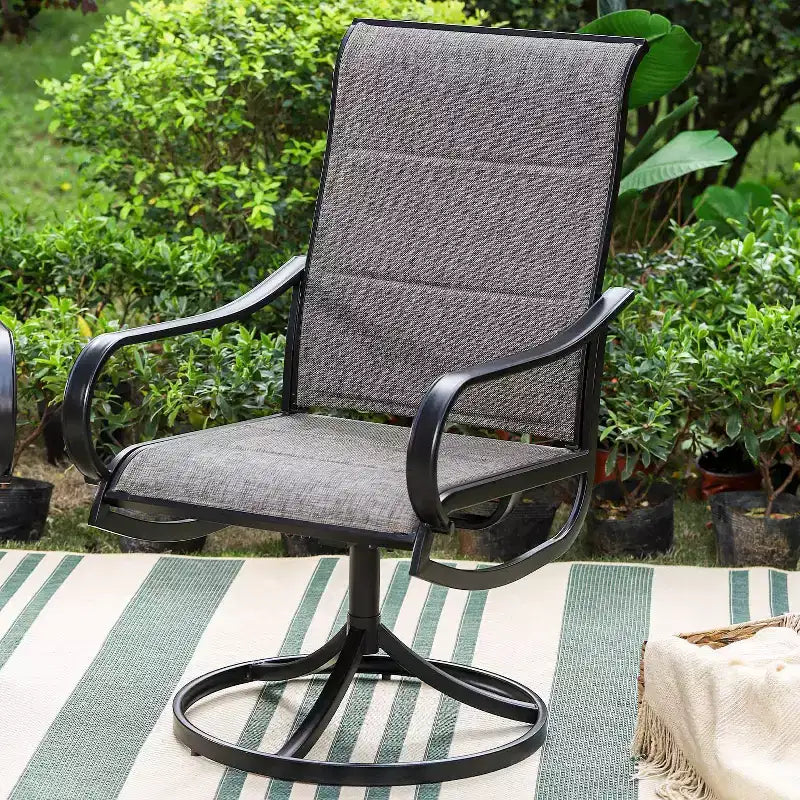 3pc Patio Dining Set with Small Round Table & 360 Swivel Padded Sling Arm Chairs - Captiva Designs: Weather-Resistant, Steel Frame