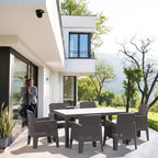 Lucca 7pc Dining Set with Cushions: Weather-Resistant Polypropylene, UV Protection - DUKAP