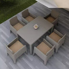 Lucca 7pc Dining Set with Cushions: Weather-Resistant Polypropylene, UV Protection - DUKAP