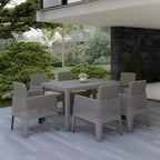 Lucca 7pc Dining Set with Cushions: Weather-Resistant Polypropylene, UV Protection - DUKAP