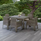 Lucca 7pc Dining Set with Cushions: Weather-Resistant Polypropylene, UV Protection - DUKAP