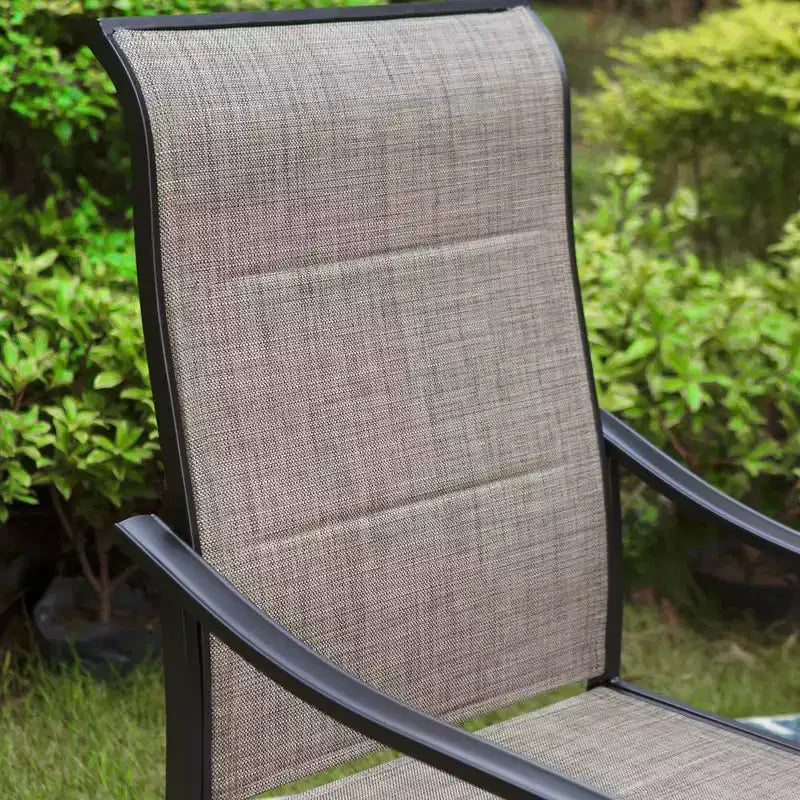 7pc Patio Dining Set with Rectangle Table with 1.57" Umbrella Hole and Steel 360 Swivel Padded Arm Chairs - Captiva Designs
