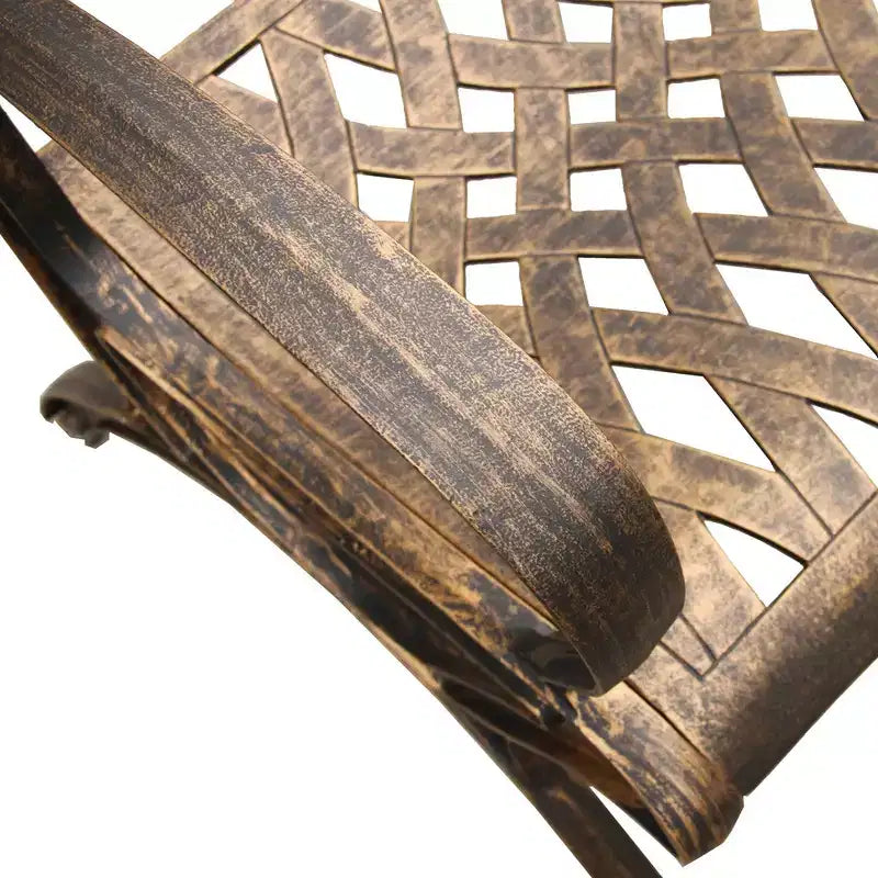 Ensemble de salle à manger de patio 5 pièces avec table ronde en maille d'aluminium ornée moderne de 48 po – Bronze – Oakland Living : Aluminium coulé, résistant aux intempéries