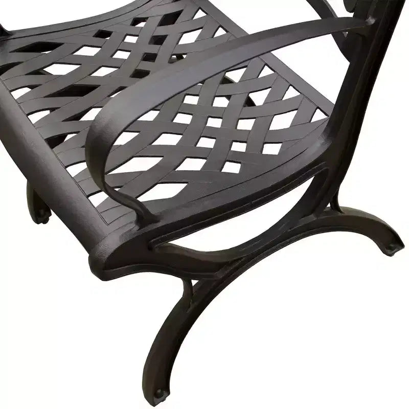Ensemble de salle à manger 5 pièces pour patio avec table ronde de 48 pouces en aluminium maillé extérieur moderne et orné et chaises de luxe - Noir - Oakland Living : Résistant aux intempéries