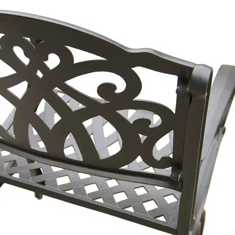 Ensemble de salle à manger 5 pièces pour patio avec table ronde de 48 pouces en aluminium maillé extérieur moderne et orné et chaises de luxe - Noir - Oakland Living : Résistant aux intempéries