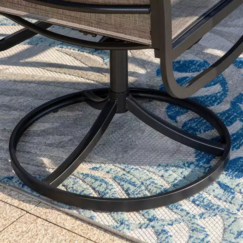 Ensemble de salle à manger 7 pièces pour terrasse avec table extensible en acier et fauteuils pivotants à 360° en toile - Captiva Designs : Salon de jardin
