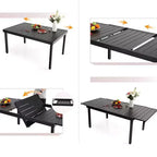 Ensemble de salle à manger 7 pièces pour terrasse avec table extensible en acier et fauteuils pivotants à 360° en toile - Captiva Designs : Salon de jardin